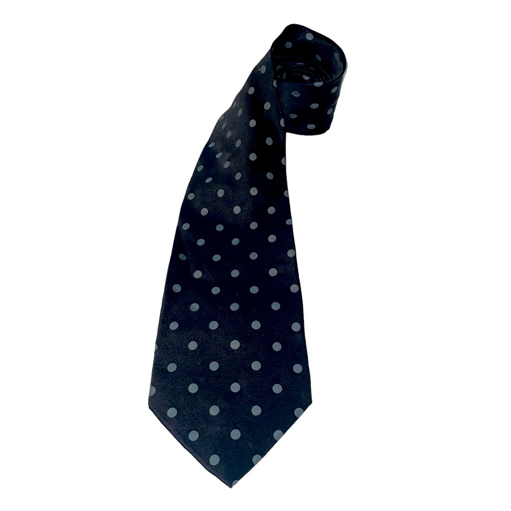 Preswick & Moore Black & Gray Polka Dot Silk Neck Tie
